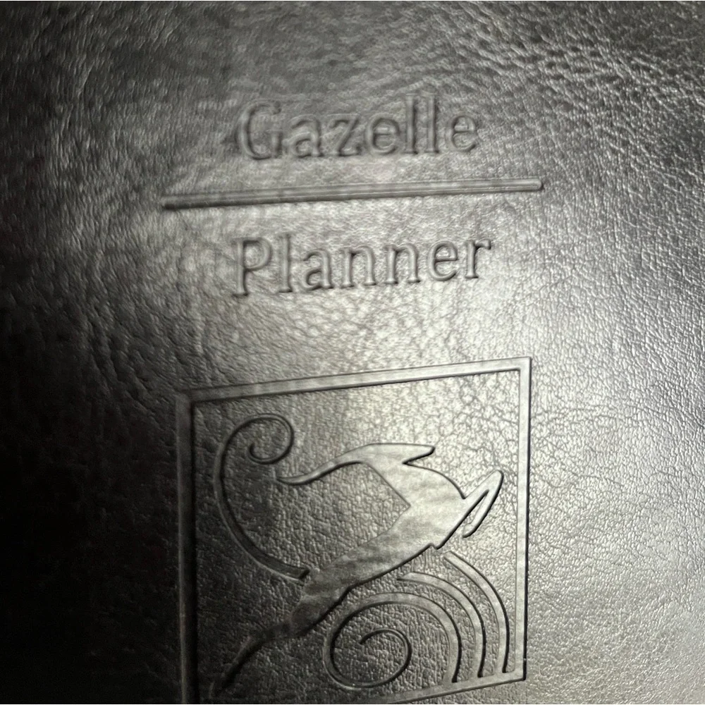 Gazelle Guided Black Faux Leather Daily Planner Time Management Goals Tracker